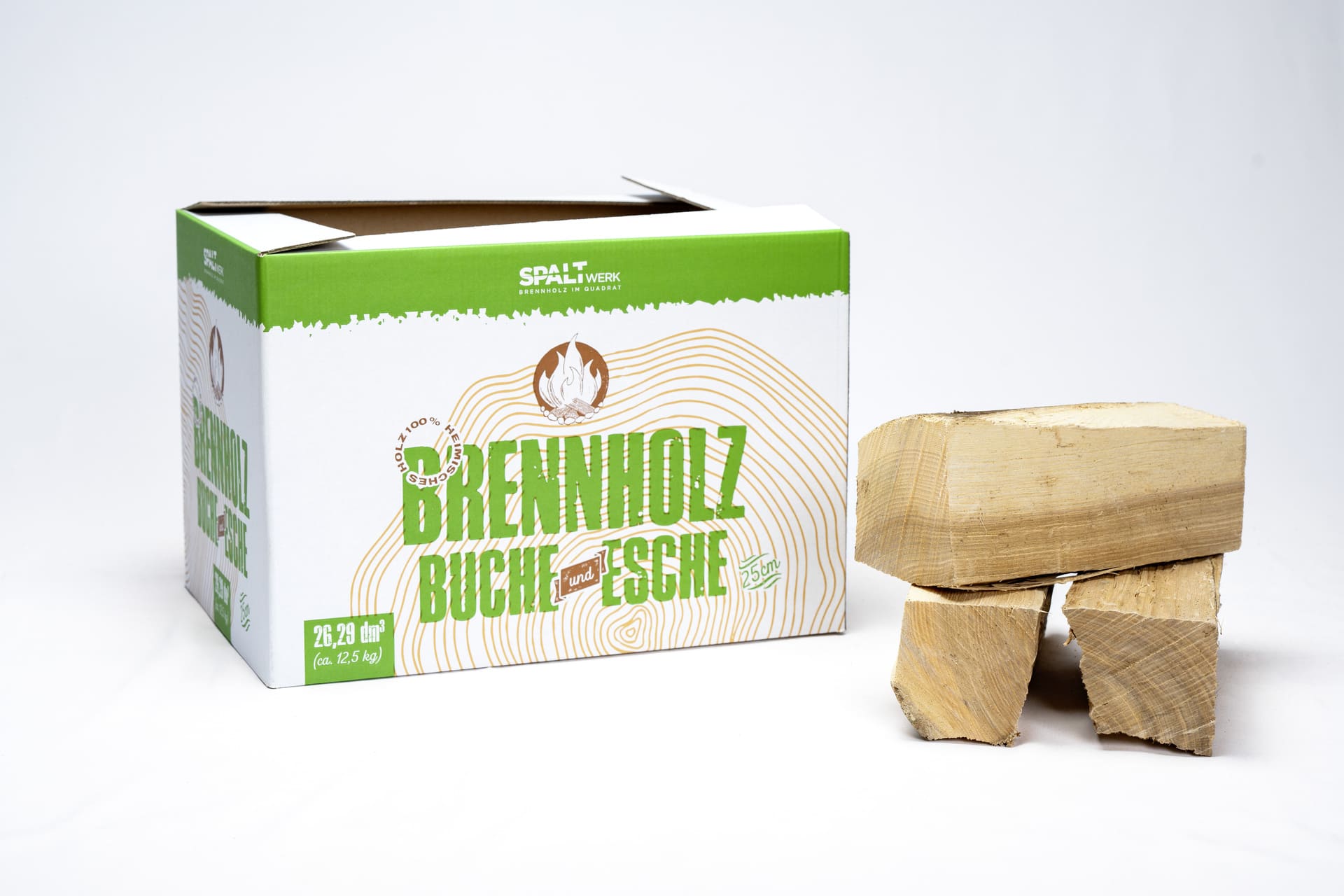 Brennholz im Karton