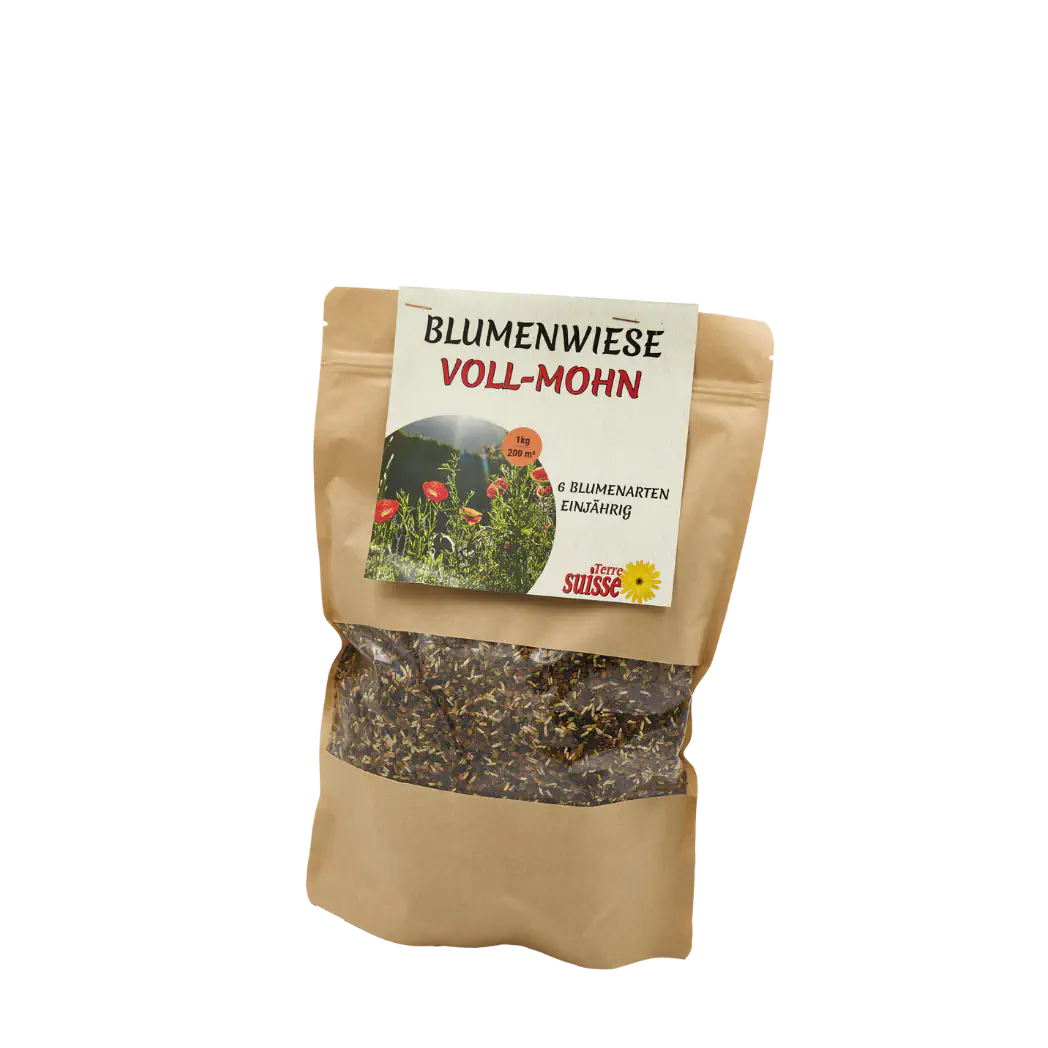 Blumenwiese Voll-Mohn Saatgut im 1kg Beutel