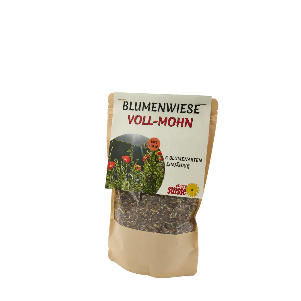 Blumenwiese Voll-Mohn Saatgut im 500g Beutel